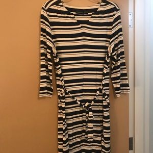 Cynthia Rowley-XL Navy Blue and cream stripe Dress